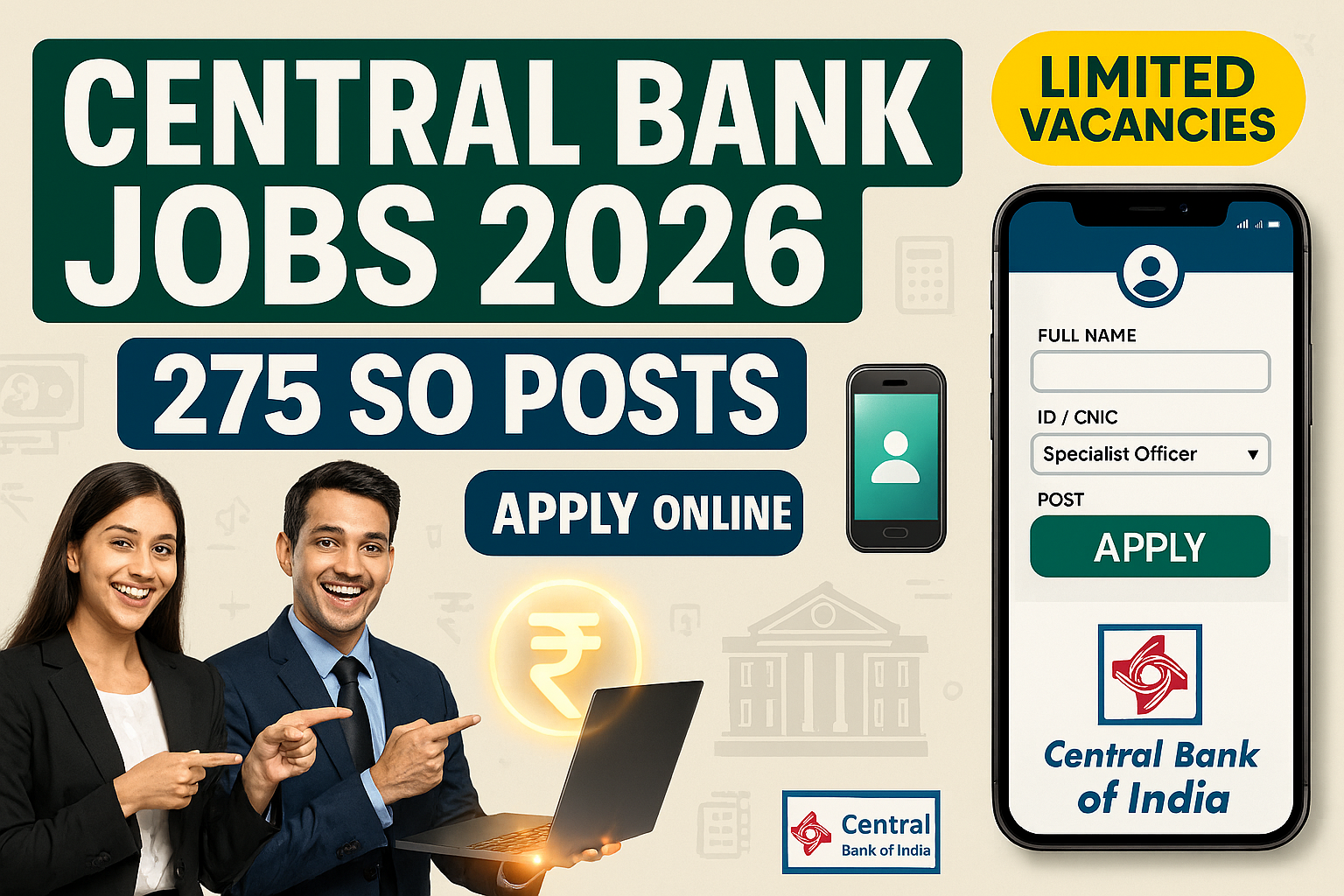 Central Bank of India Recruitment 2026 – Apply Online for 275 SO Posts